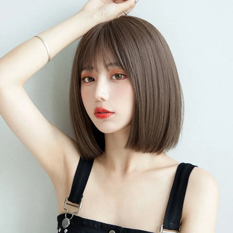 Korea Style Hair Extensions Synthetic Daily Use Young Female Wigs Breathable Head Cover Shoulder Long Straight Wig Hat for Women