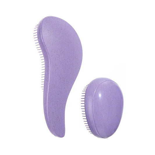 2pcs Magic Detanglng Hair Brush Set Scalp Massage Egg Shaped Wheat Straw Comb Anti-static Edge Hairbrush Salon Hair Styling Tool