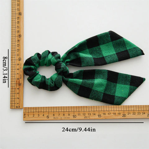 Christmas Hair Ties Scrunchies Santa Claus Coarse Checkered Bow Hair Rope For Girls Elastic Ponytail Holder Hair Accessories