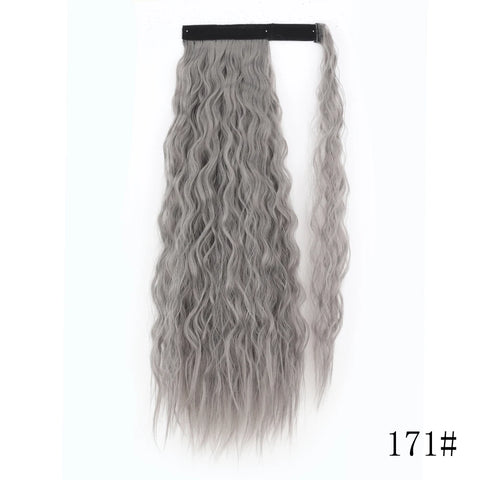 LISI GIRL Synthetic Hair 22''34'' Long Straight Ponytail Wrap Around Ponytail Clip in Hair Extensions Black Hairpiece Headwear