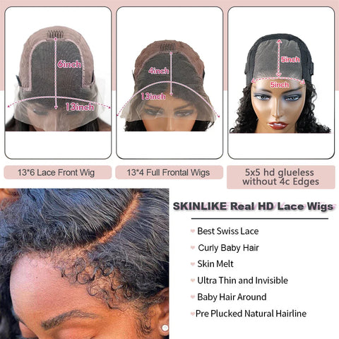 250 Density 13x6 Hd Afro Kinky Curly Wig 100% Human Hair 13x4 4c Edges Frontal Deep Wave Curly Lace Front Wigs For Women on sale