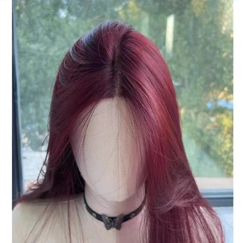 Red Wig Long Straight Lace Front Wig for Woman Nature Synthetic Lace Wigs for Cosplay Daily Use Heat Resistant Headband Wigs