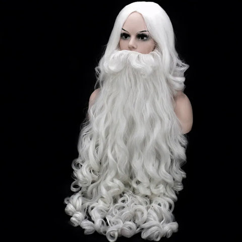 Santa Claus Wig And Beard Synthetic Hair DIY Fancy Dress Fake Beard  Short Cosplay Wigs For Men White Hairpiece Accessories