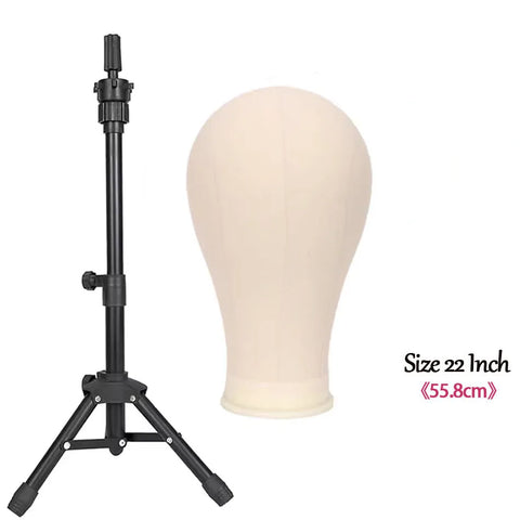 Soft Canvas Wig Head With Tripod Stand 22' Training Mannequin Canvas Head for Hairstyle Display DlY Making Wig Stand With Head