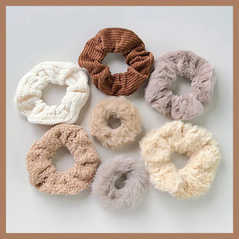 7 Pcs/Set Women Hair Scrunchies Set Plush Solid Hair Band for Girls Ponytail Holder Rubber Bands Hair Ties Hair Accessories