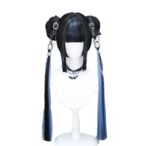 Synthetic wig Lolita cosplay double ponytail long straight hair anime game cosplay hair extensions Halloween Christmas dress up