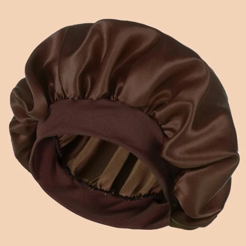 1pc Women's Solid Color Satin Wide-Brimmed Shower Cap, Suitable for Daily Use Silk Bonnet Satin Bonnet Shower Cap