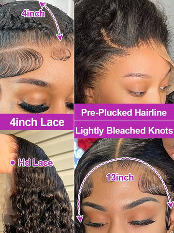 40 Inch Water Wave Lace Human Hair Front Wigs 13x4 13x6 Hd Lace Deep Wave Frontal Wig 200 Density Curly Brazilian Wigs For Women