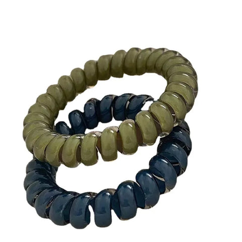 5Striped Spiral Hair Ties Set | Telephone Coil Hair Tie | Elastic Hair Bands