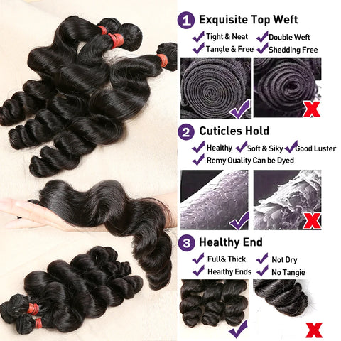 Wigirl Loose Wave Bundles 100% Human Hair Raw Virgin Unprocessed  Extensions 2 3 4 Loose Deep Wave Bundles Double Weft Wholesale