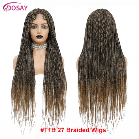 36Inch Synthetic Long Box Braided Wig Full Lace Straight Cornrow Braiding Wig Burgundy Knotless Cornrow Braid Wig With Baby Hair