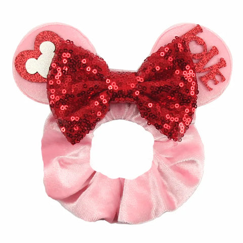Disney Christmas Day Scrunchies Haarband Vrouwen Elastische Paardenstaart Houder Meisjes Pailletten Strik Kids Haaraccessoires