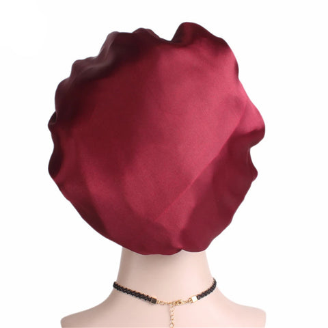 Women Men Unisex Satin Sleeping Hat Night Hair Care Bonnet Skullies Beanies Cap