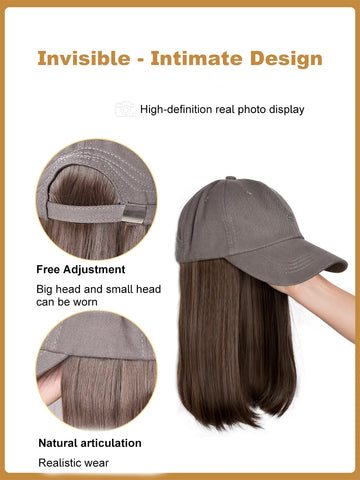 Synthetic12/16/18inch duckweave cap straight hair inward wig baseball capwater wave wig extensions ponytail daily Christmas