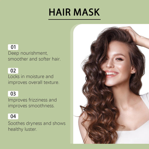 7-in-1 Hair Mask with Rosemary Castor Oil Biotin for Growth Strength Frizz Control Hydrate Hair Keratin Treatment Conditioner