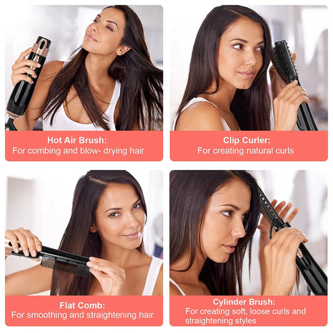 4 In 1 Hair Dryer Brush Electric Hot Air Comb Multifunction Hair Curler Straightener Curler Negative Ion Hair Dryer