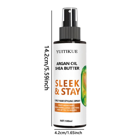 Contains macadamia oil and shea butter, refreshing and long-lasting, curl styling spray, anti-frizz, high-shine and long-lasting