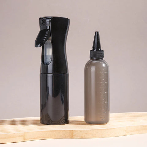 2-Pack Plastic Refillable Continuous Spray Bottles with Root Comb Applicator - Fine Mist Sprayer for Hairstyling Hair Dye Bottle