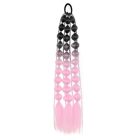 1Pc Synthetic Hair Wig Ponytail Extension Hairpieces Pink Long Lantern Bubble Braid Kinky Straight Women Girl Halloween Costume