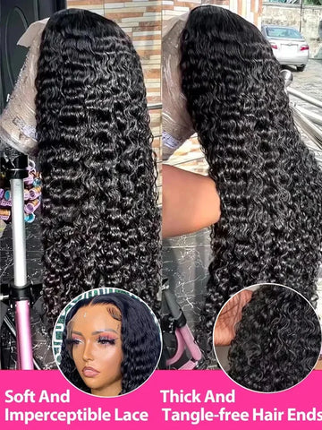 30 40 Inch 250 Density Curly 13x6 HD Transparent Lace Frontal Wigs Glueless 5x5 Closure Human Hair Deep Wave 13x4 Lace Front Wig