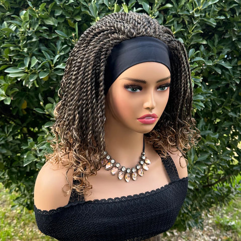 Short Twist Braided Headband Wigs 12Inch Synthetic Braided Wig for Black Women Crochet Twist Box Braids Hair Wigs Extension