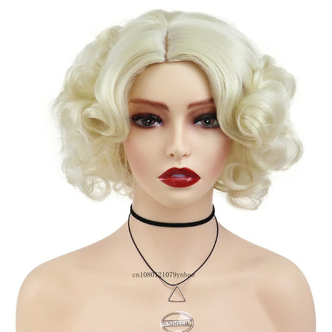 Synthetic Blue Short Big Curly Wigs for Women Girls Layered Wavy Bob Wig Cosplay Carnival Party Costume Halloween Lolita Wigs