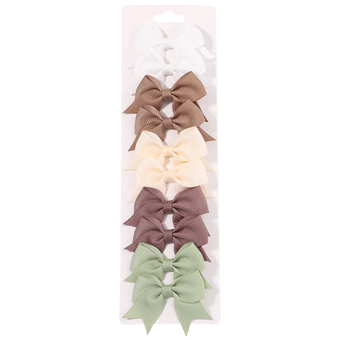 10Pcs/Set New Cute Solid Ribbon Bowknot Hair Clips for Baby Girls Handmade Bows Hairpin Barrettes Headwear Kids Hair Accessories