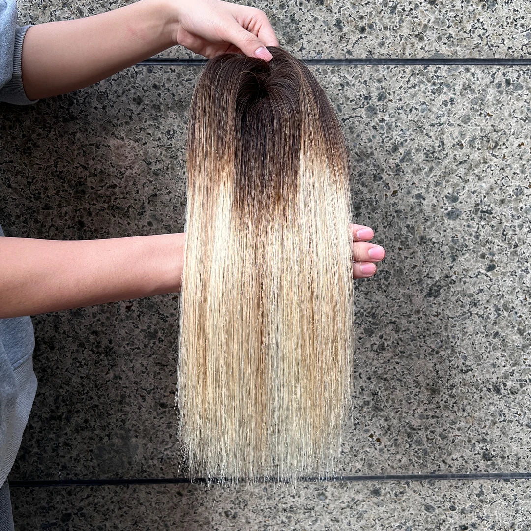 12inch Womens Hair Topper with Clips 100% Remy Human Hair Toppers for Thin Hair Clip In One Piece Hair Extensions