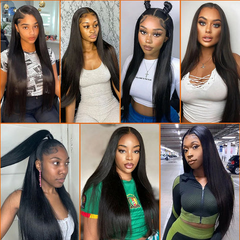 60 Day No Reason Return High Quality 12A Bone Straight 13x4 13x6 360 Transparent Lace Front Human Hair Wigs PrePlucked Baby Hair