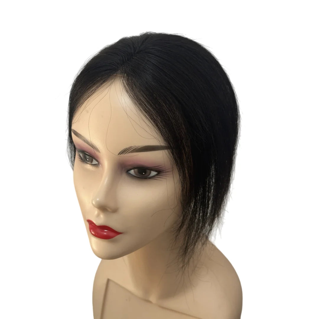 Magic Paste Hair Topper for Women Invisible Natural Looking Human Hair Bangs Fringe No Clip Design Covers Hair Loss