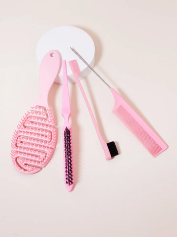 Comb styling set, including mouse tail comb, edge control brush, nylon hair brush, hollow breathable hair brush