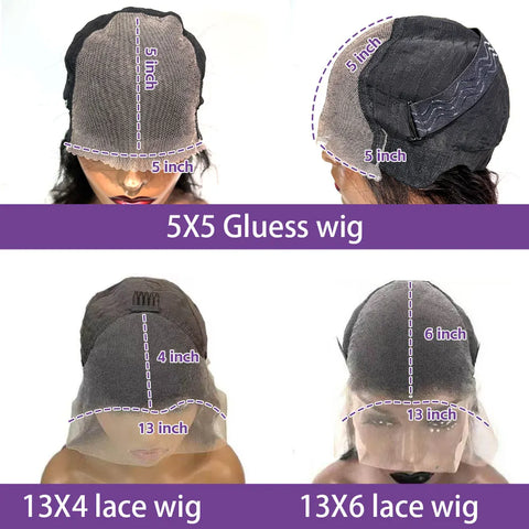 250 Density 13x4 13x6 HD Transparent Lace Frontal Wig Brazilian Wigs Human Hair 5x5 Gluess Wig Bone Straight Hair  For Women