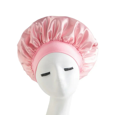 New Satin Wide Brim Nightcap Silky Bonnet Hair Wrap for Sleeping Sleep Cap with Elastic Soft Band Styling Cap Hair Wrapping Tool
