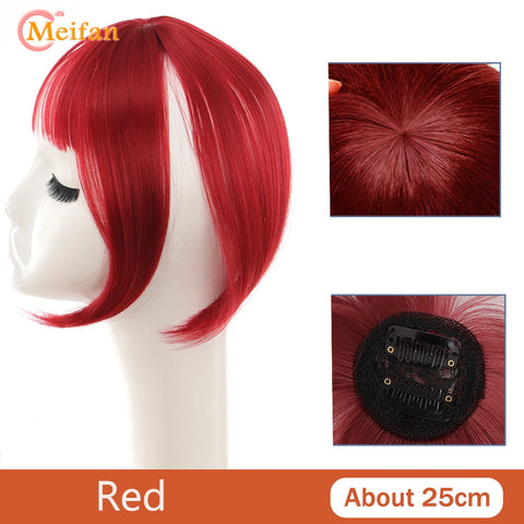 MEIFAN Synthetic Middle Part Topper Hairpiece with Bangs Clip-In Bangs Extension Natural Invisible Clourse Hairpiece for Women