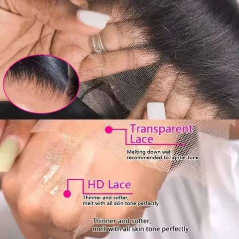 36 38 Inch 13x6 HD Transparent Bone Straight Lace Frontal Wigs 5x5 Glueless Wear and Go Human Hair Wig 200 Density for Women