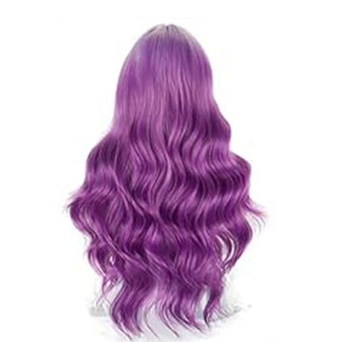 Long Wavy Purple Wigs for Women Synthetic Ombre Purple Curly Wavy Wig 26 Inch Middle Part Heat Resistant Wig  (Ombre Purple)