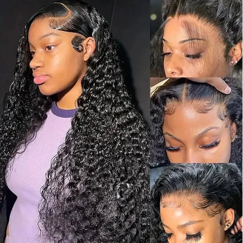 250 Density Deep Wave Lace Front Wig 13x6 Hd Lace Frontal Wig 4x4 13x4 Curly Human Hair Wigs For Women 360 Pre Plucked Lace Wig