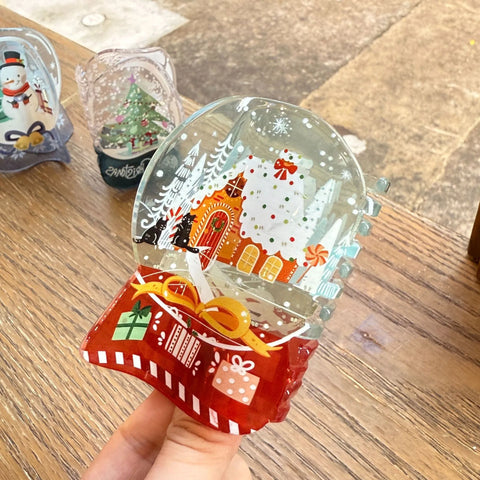 YHJ New Christmas Crystal Ball Hair Claw Clip Cartoon Santa Claus Snowman House Crab Hair Clips Hair Accessories for Women Girls