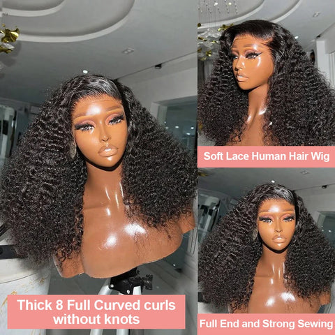13x6 Short Curly Bob Deep Water Wave Lace Frontal Wigs 7x5 Glueless Wig 100% Human Hair Wig 250% Density 12 14 Inch For Women