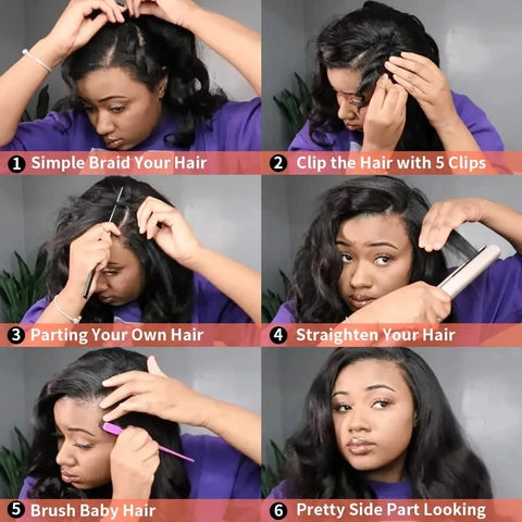 V Part Wig Human Hair Half Wig Body Wave 250 Density U Part Wig With Elastic Drawstring Wigs for Women on Sale No Glue Side Part