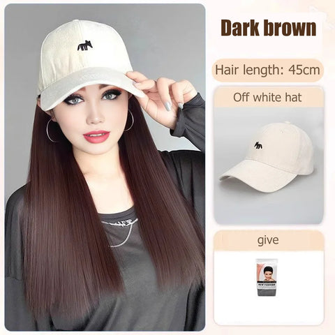 Synthetic12/16/18inch duckweave cap straight hair inward wig baseball capwater wave wig extensions ponytail daily Christmas