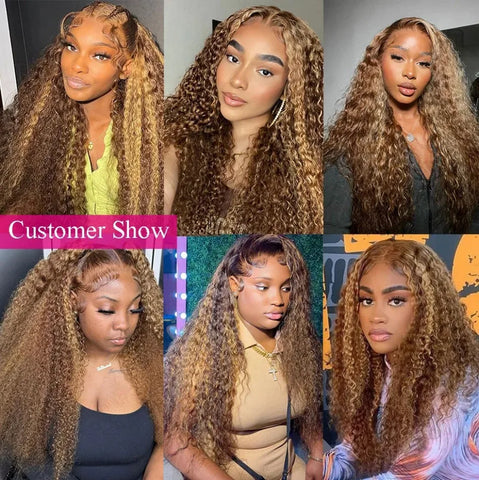 P427 Highlight Wig Human Hair Hd Lace Wig 13X6 Human Hair Deep Wave Frontal Wig Curly P1B30 Lace Front Wig Brazilian 250 Density