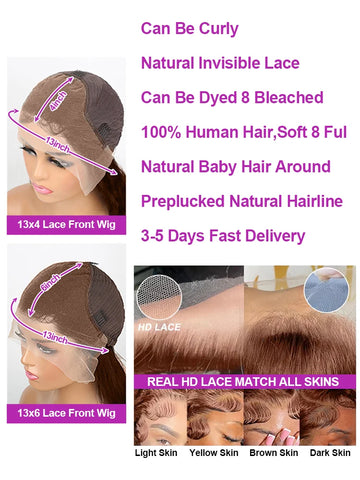 Chocolate Brown Water Curly Wigs 13x4 13x6 HD Lace Frontal Wig 40 42Inch Deep Wave Colored Human Hair Wigs For Women 250 Density
