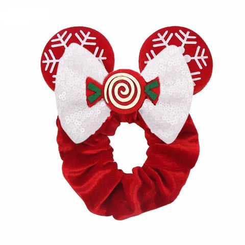 Disney Christmas Day Scrunchies Haarband Vrouwen Elastische Paardenstaart Houder Meisjes Pailletten Strik Kids Haaraccessoires