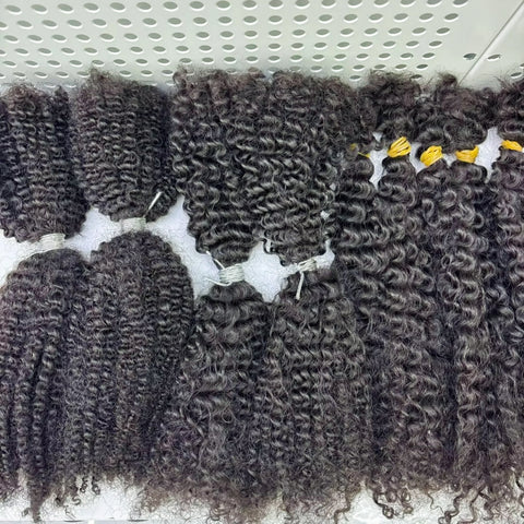4A 4B 4C Afro Kinky Curly Virgin Human Hair 16Inch Brazilian Human Hair Extensions Weave Bundles No Weft Weaving for Black Women
