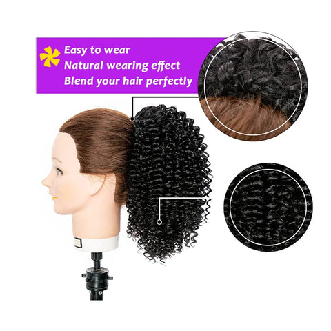 Synthetic Drawstring Curly Ponytail Extension for African Women Short Afro Kinky Ponytail Extension