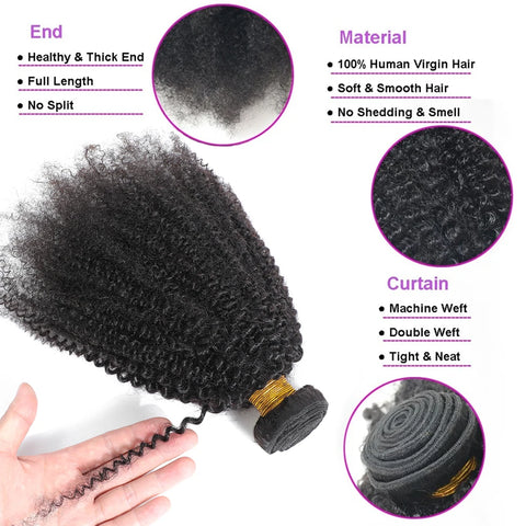 4C Afro Kinky Curly Virgin Human Hair Weft Different Brazilian Human Hair Extensions Weave Bundles Weaving African Black Women