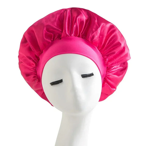 New Satin Wide Brim Nightcap Silky Bonnet Hair Wrap for Sleeping Sleep Cap with Elastic Soft Band Styling Cap Hair Wrapping Tool