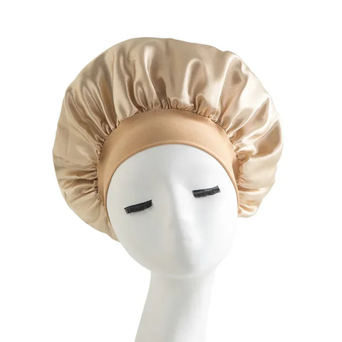 New Satin Wide Brim Nightcap Silky Bonnet Hair Wrap for Sleeping Sleep Cap with Elastic Soft Band Styling Cap Hair Wrapping Tool
