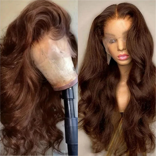 Chocolate Brown 13x4 Body Wave Lace Front Wigs Brown HD 13x6 Lace Frontal Wigs For Women 100% Human Hair Pre Plucked Brazilian